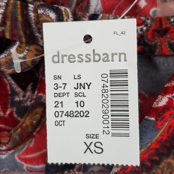 Jones Studio Red Pullover 3/4 Sleeve Paisley Top With Cutouts NEW NWT Size XS - Picture 13 of 14